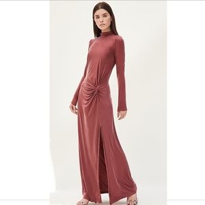Young Fabulous & Broke Dress Maroon Madison Twist Detail Maxi Turtleneck Size XS